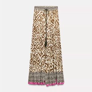 Zara Brown and Pink Maxi Skirt